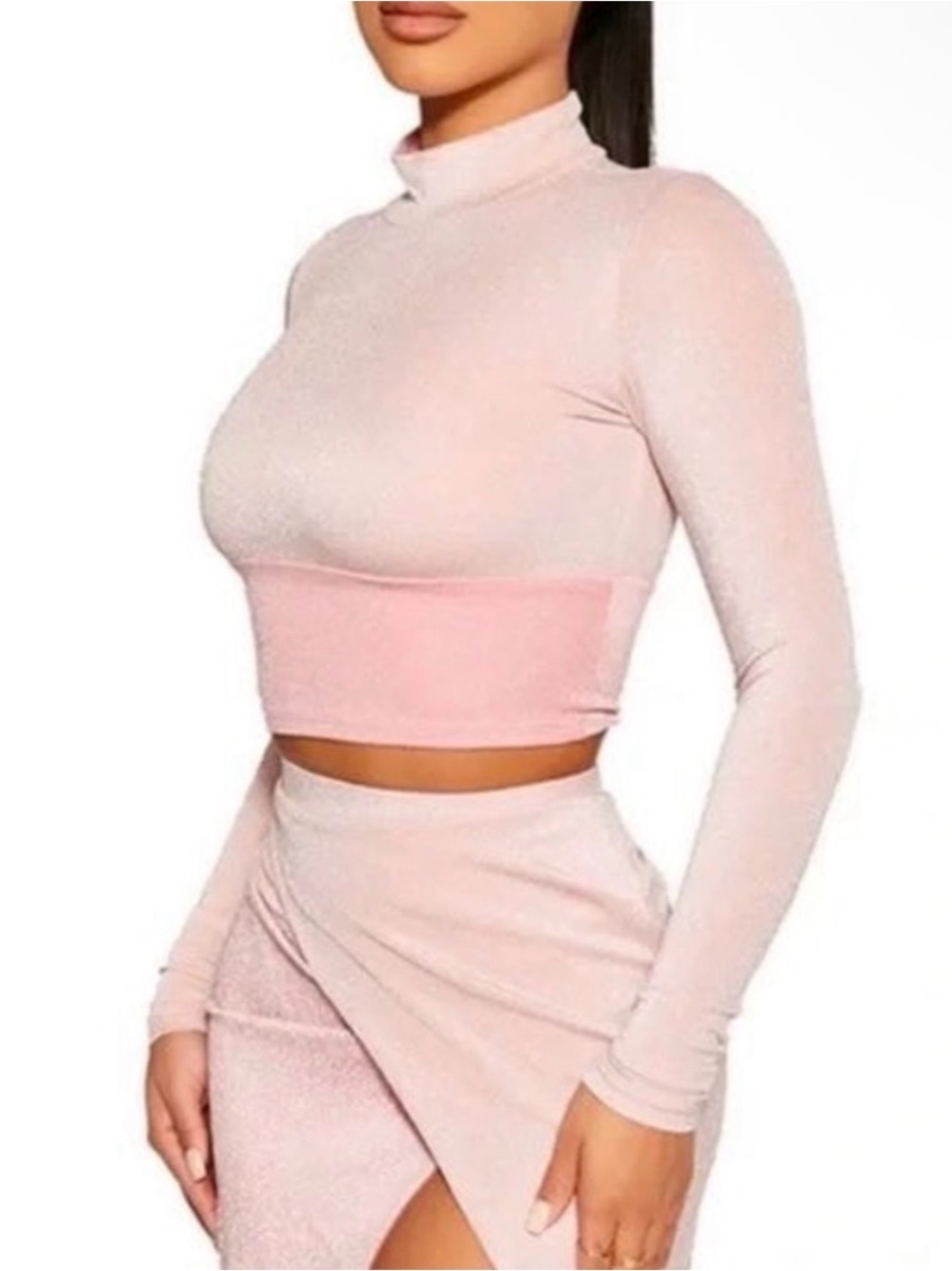 Naked wardrobe cropped metallic pink top small nwot